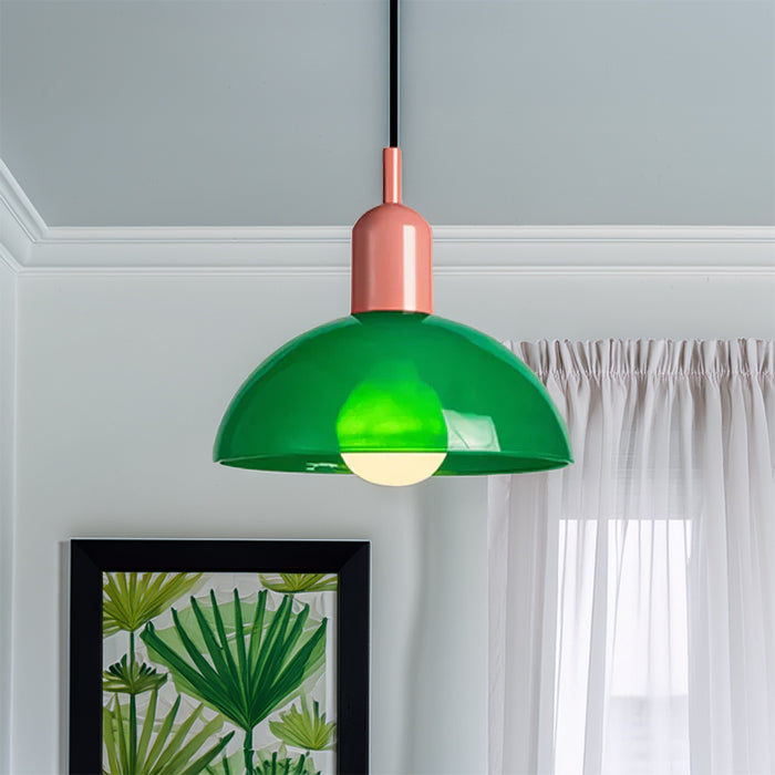 Lampada a sospensione a forma di ciotola colorata