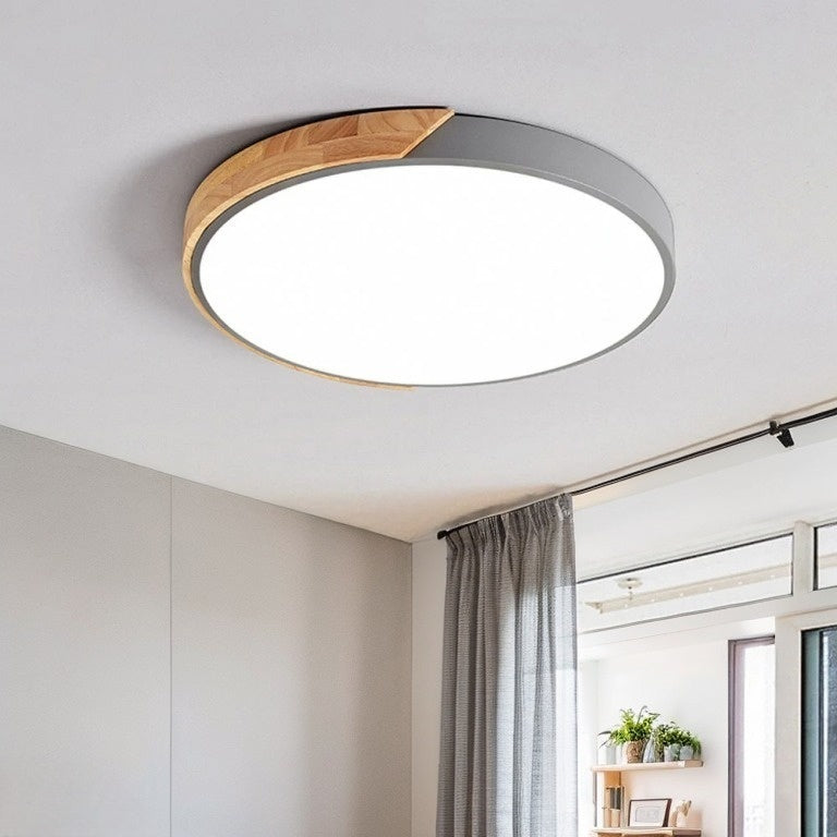 Glarefusion LED Modern Ultra Thin Wood Ceiling Light