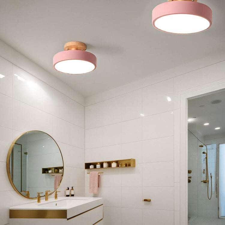 Runde, halbbündige Deckenleuchte aus Holz von Glarefusion