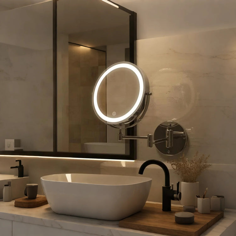 Glarefusion Tre-tonet dæmpende vægmonteret makeup spejl