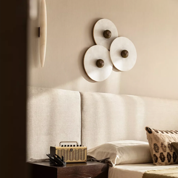 Moderne enkel rund alabast væglampe