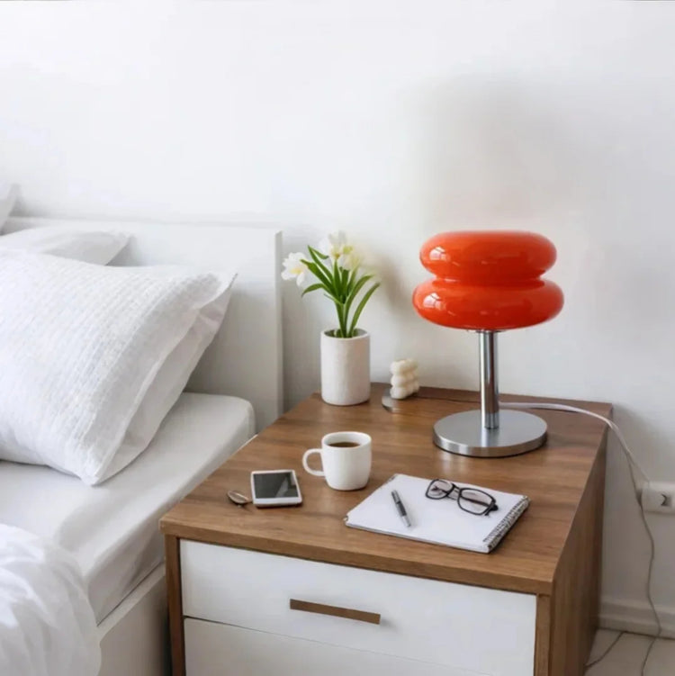 Chic glaskagebordlampe