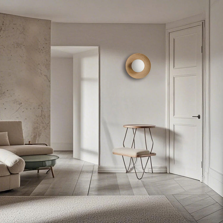 Naturligt enkelt træ væglampe