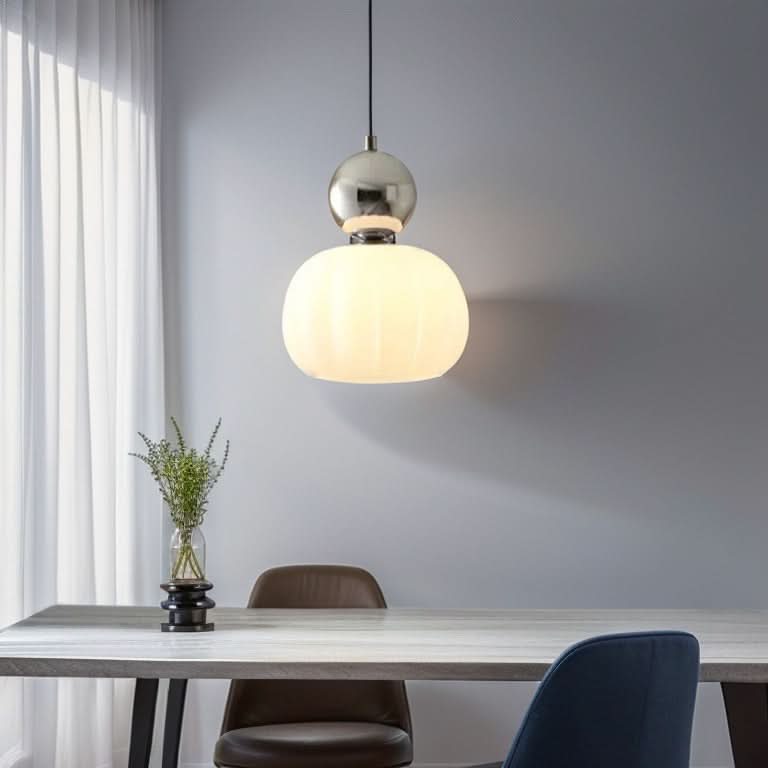 Lampada a sospensione Art Déco color crema Glarefusion