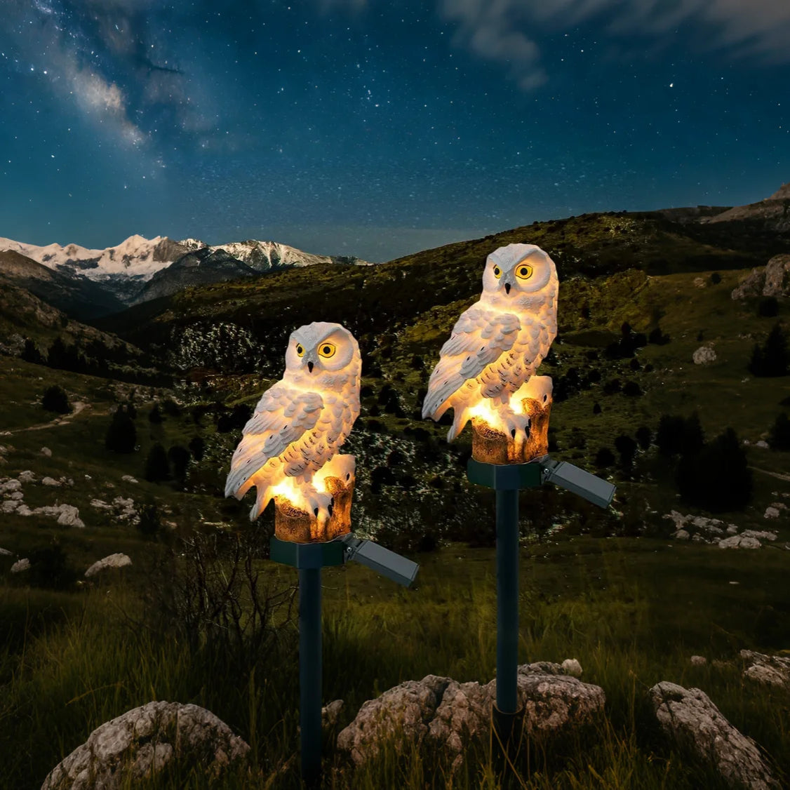 Lampe solaire créative en forme de hibou.
