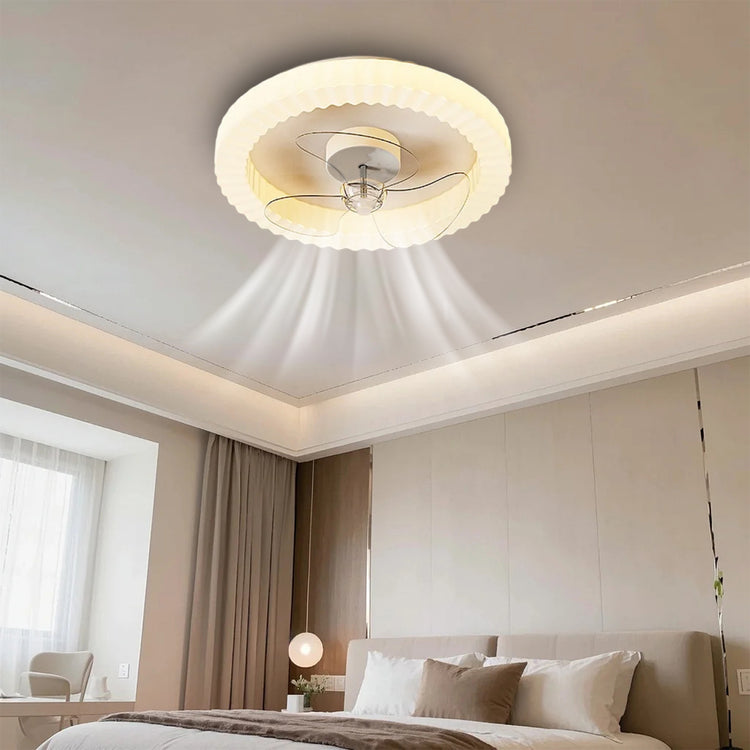 Hvid Rund Design Loftsventilator Med LED-lys