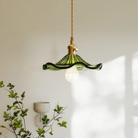 Glarefusion Vintage Glass Hibiscus Flower Pendant Light