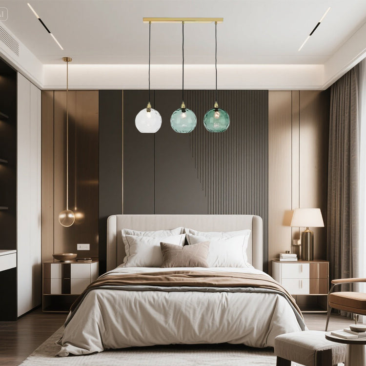 Glarefusion moderne simpelt farvet vandmønster glaskugle pendel lys