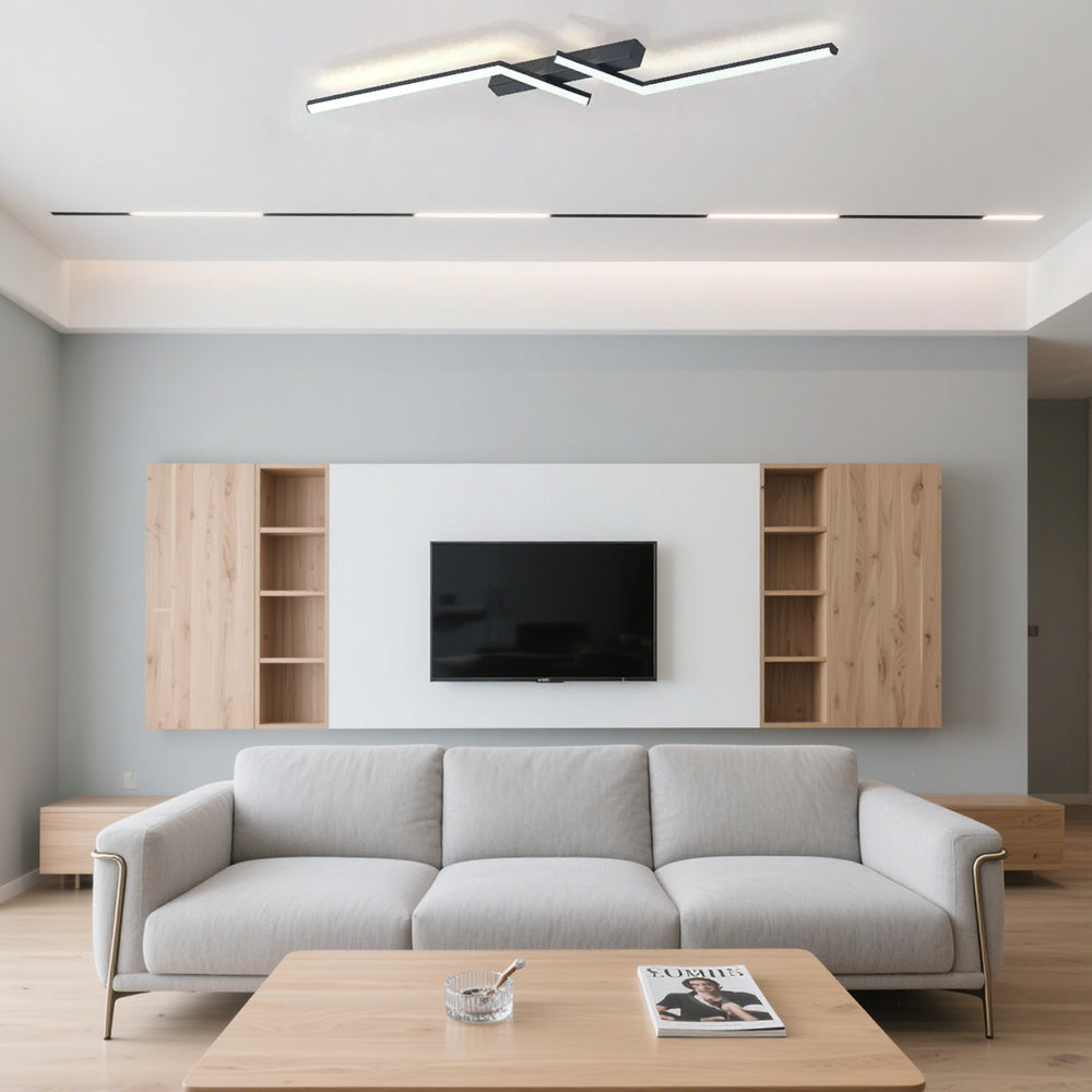Plafonnier LED moderne simple en aluminium noir