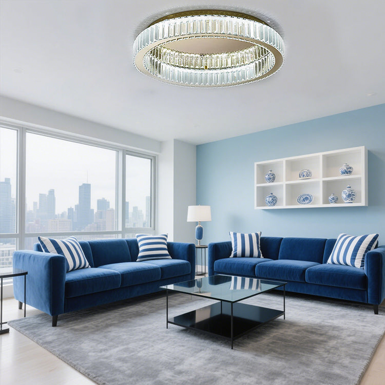 Moderne kreativ rund krystal loftslampe