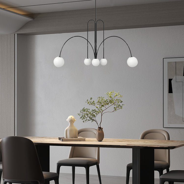 Moderne hvid rund glas pendellampe