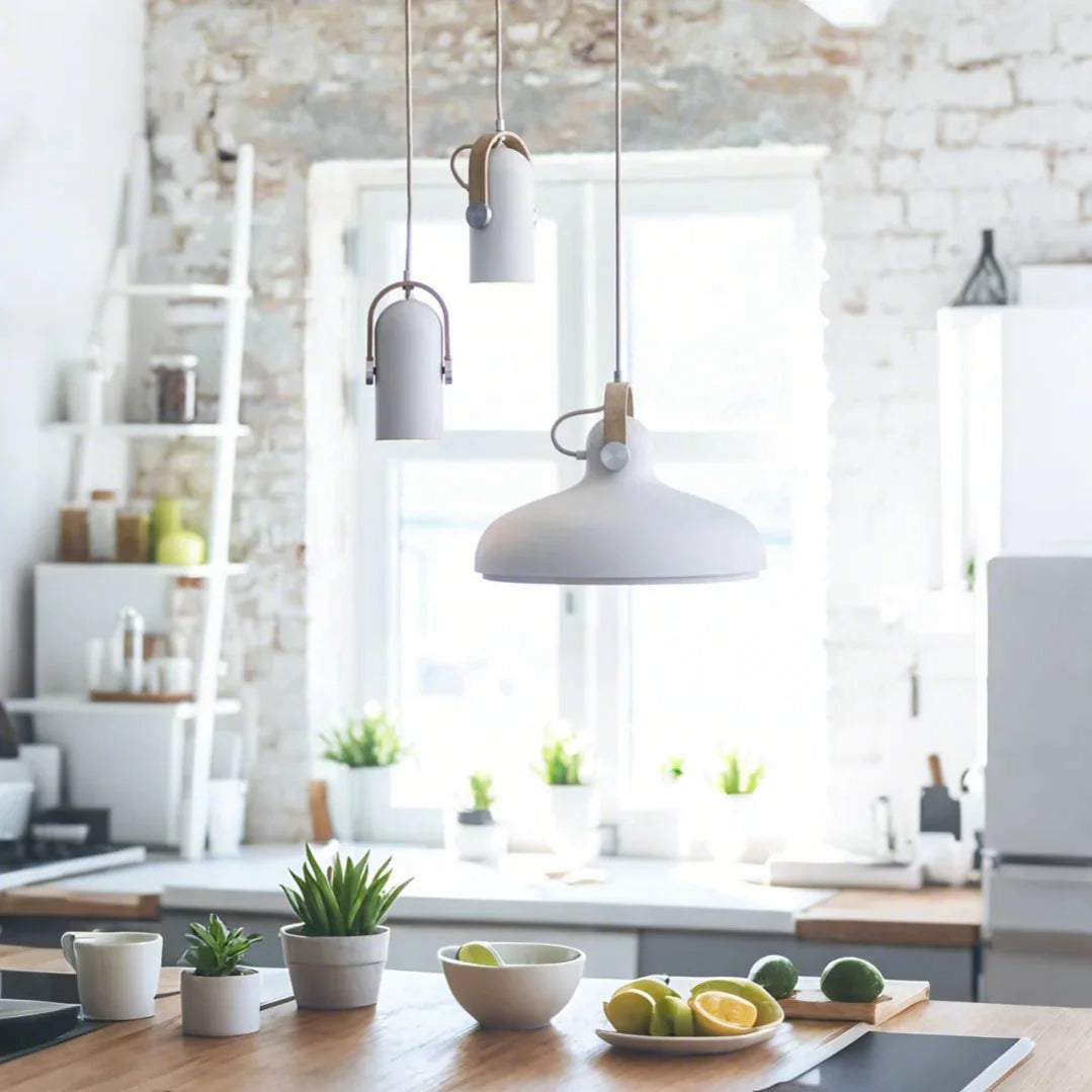 Lampada a sospensione moderna nordica in legno girevole