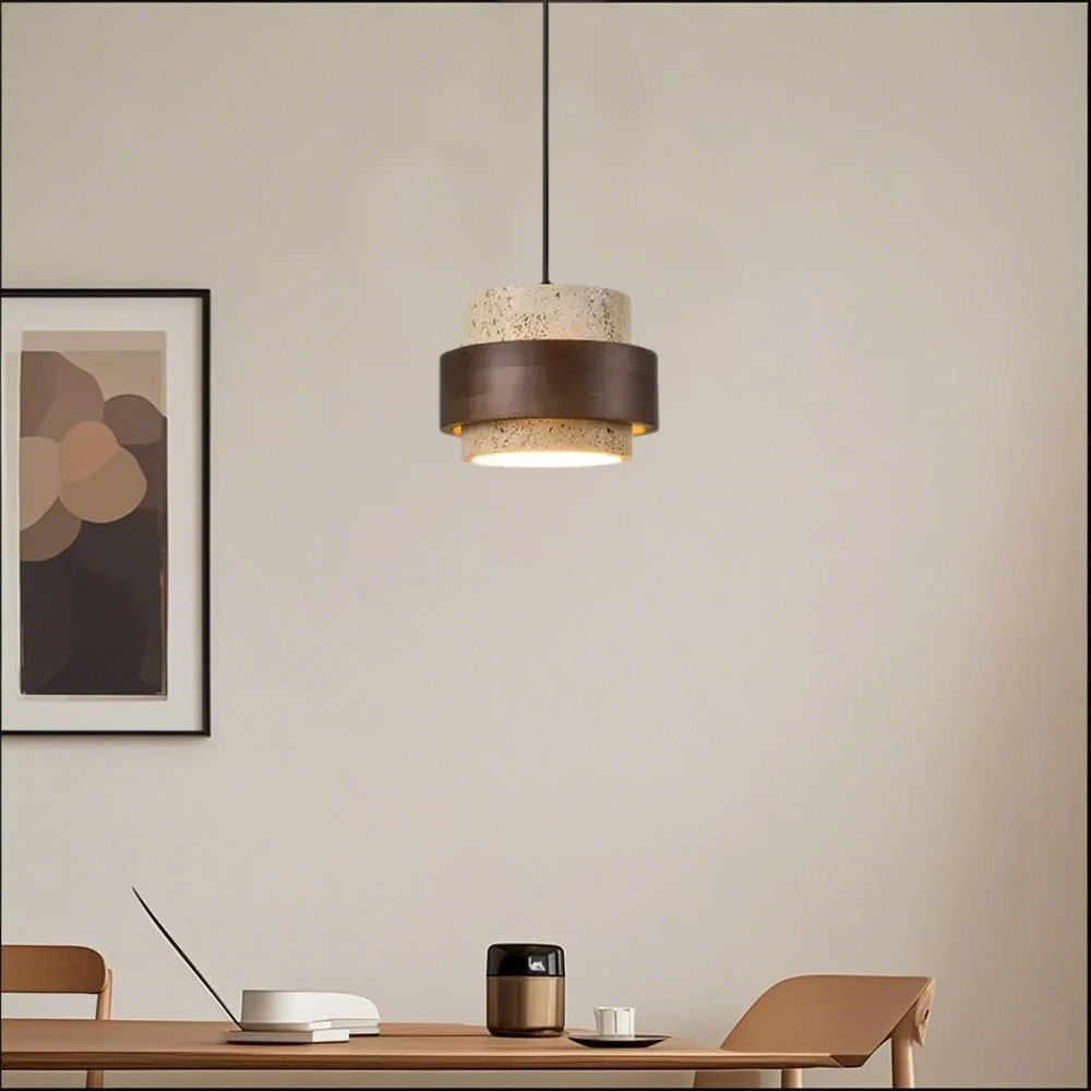 Lampe à suspension rétro en pierre Wabi-Sabi