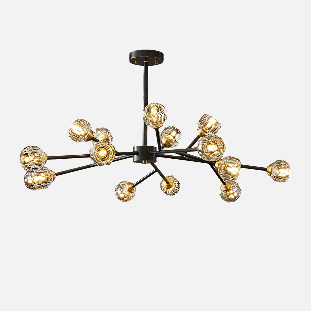 Lampadario a cascata con sfera di vetro