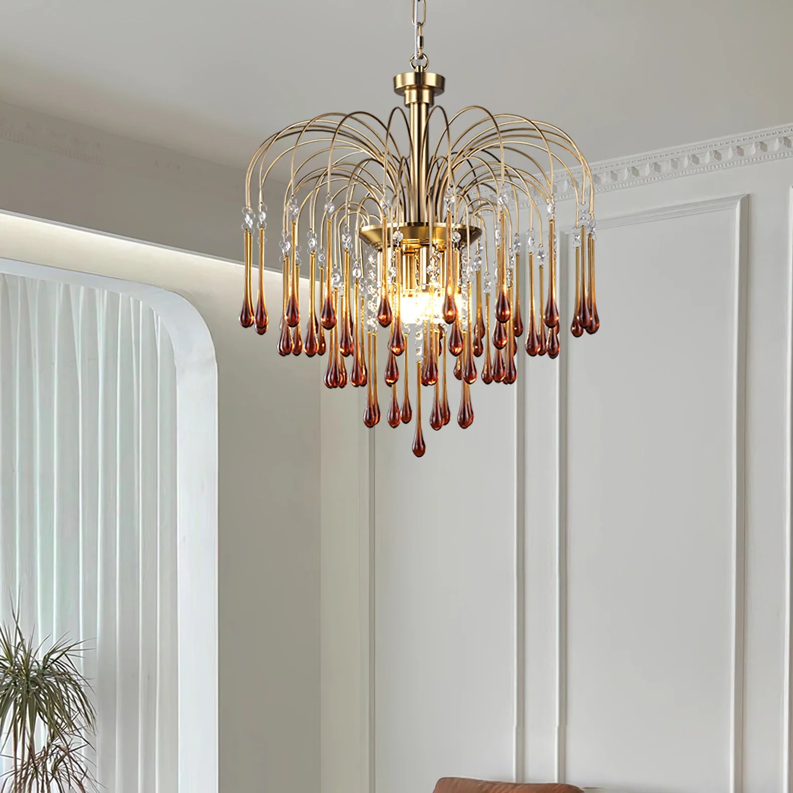 Classic Teardrop-Shaped Glass Chandelier
