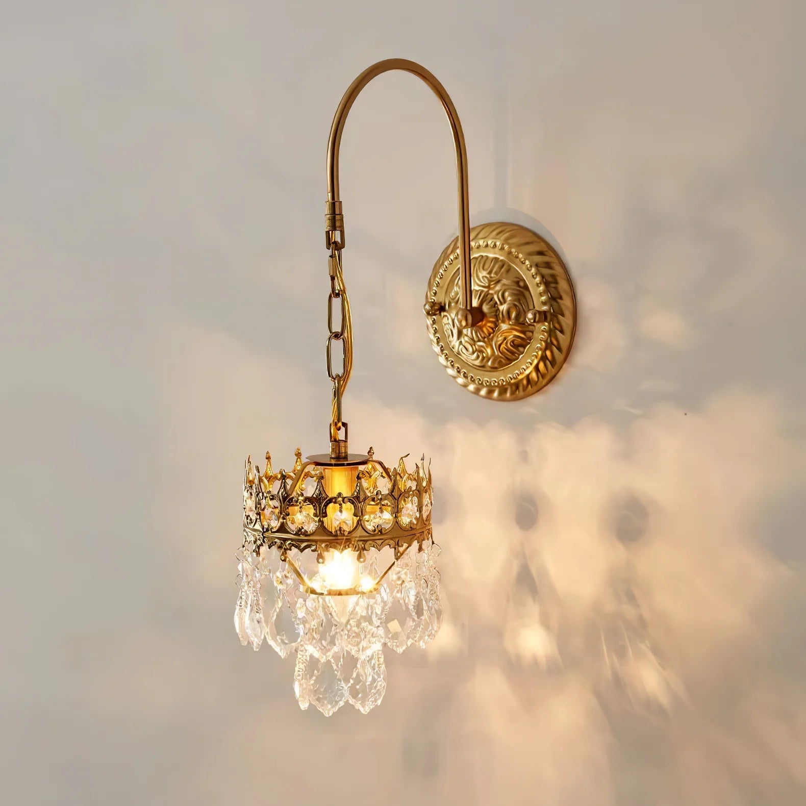 Applique murale vintage en cristal de couronne