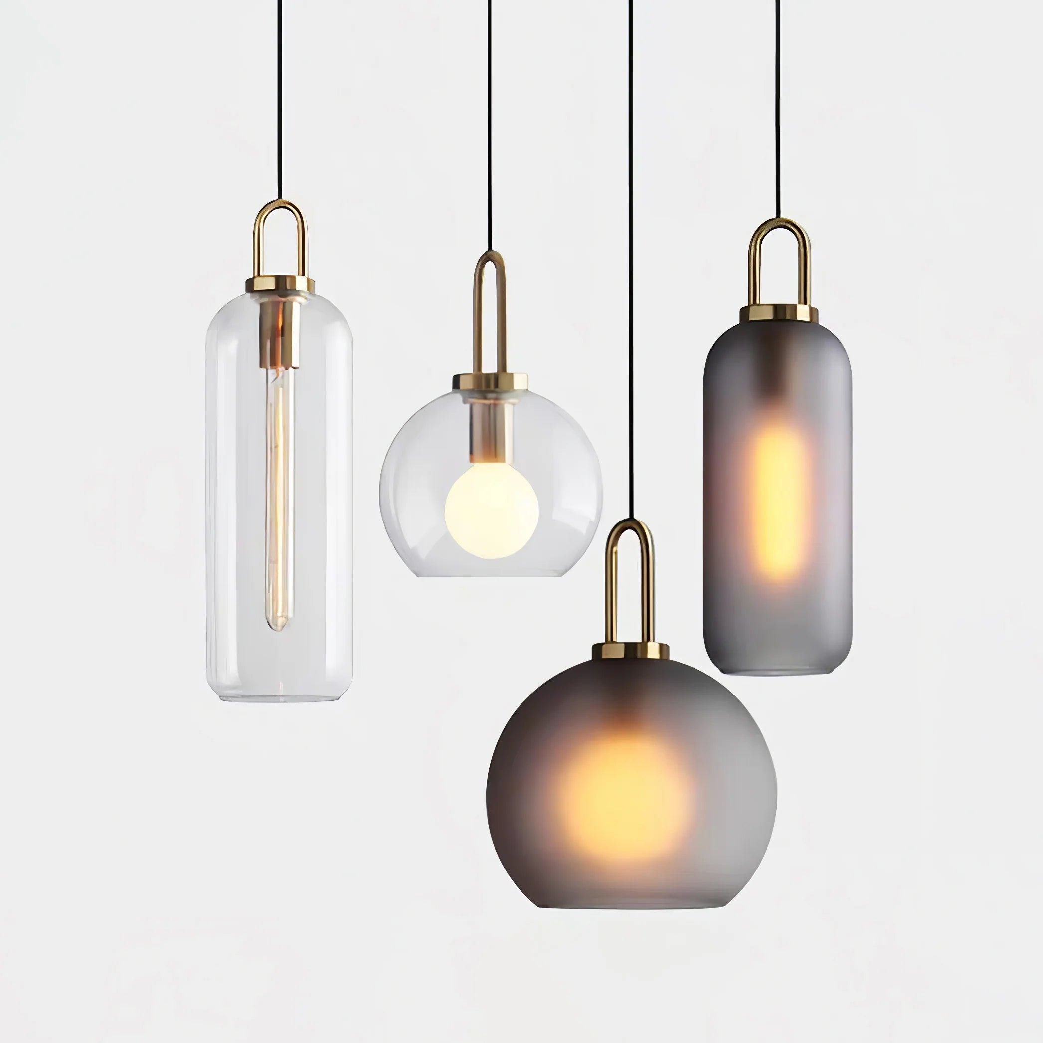Lampe à Suspension Pendule Vintage en Verre