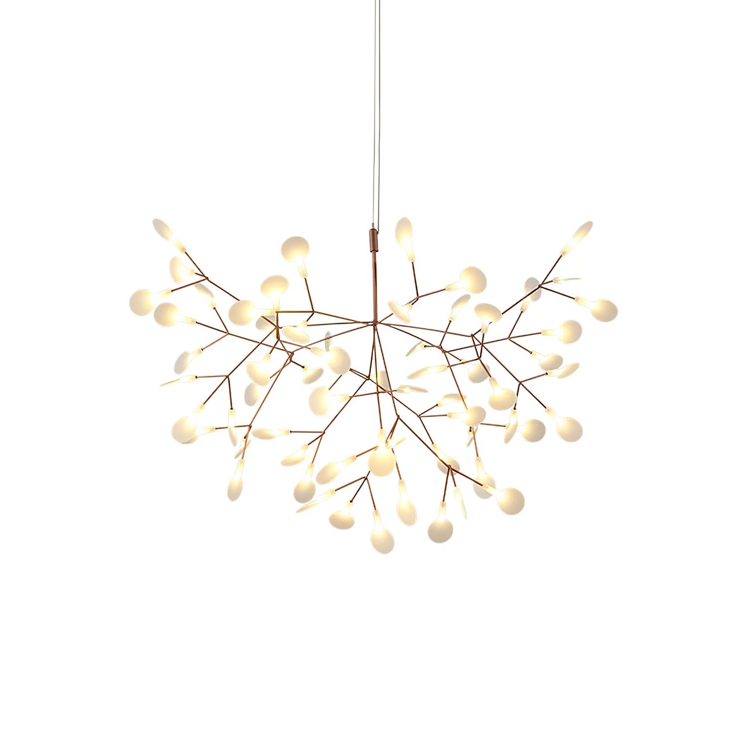 Lampadario luminoso in oro rosa