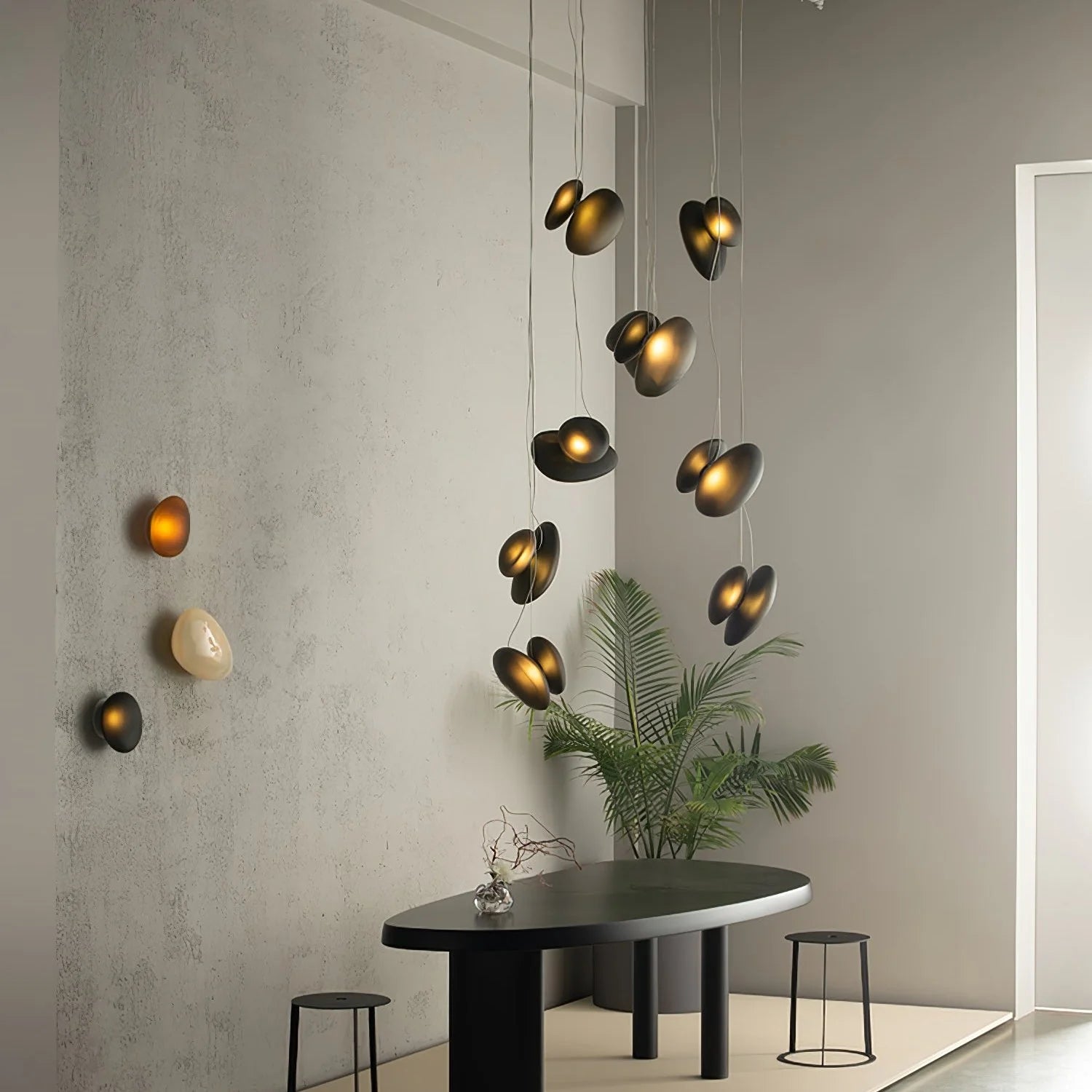 Lampe à suspension ovale en verre élégante