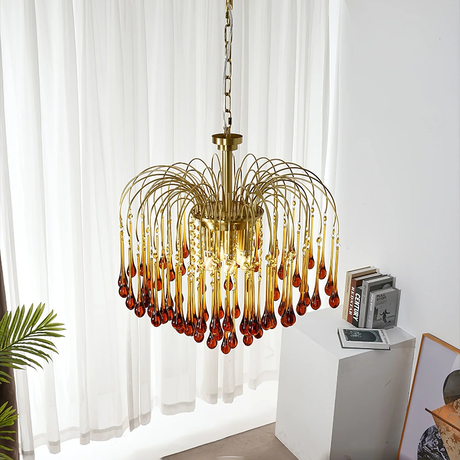 Classic Teardrop-Shaped Glass Chandelier