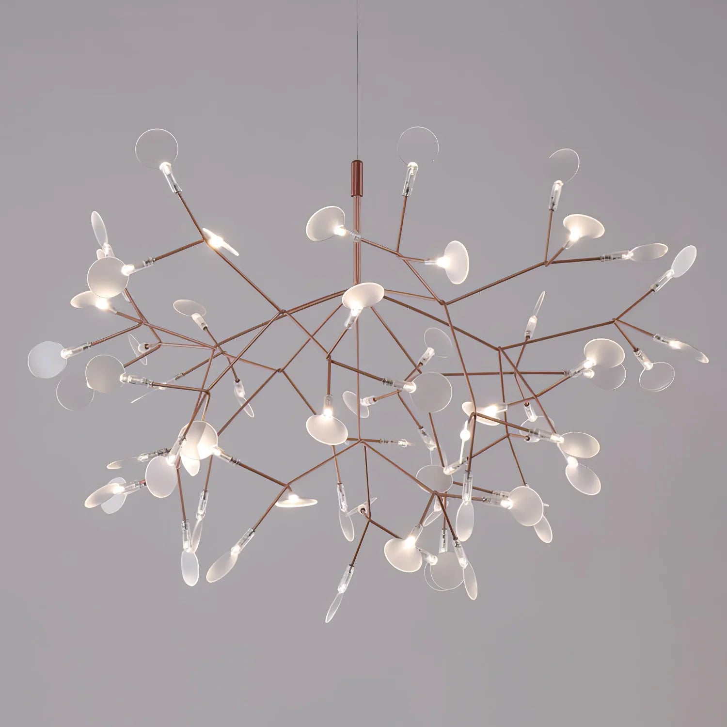 Lampadario luminoso in oro rosa
