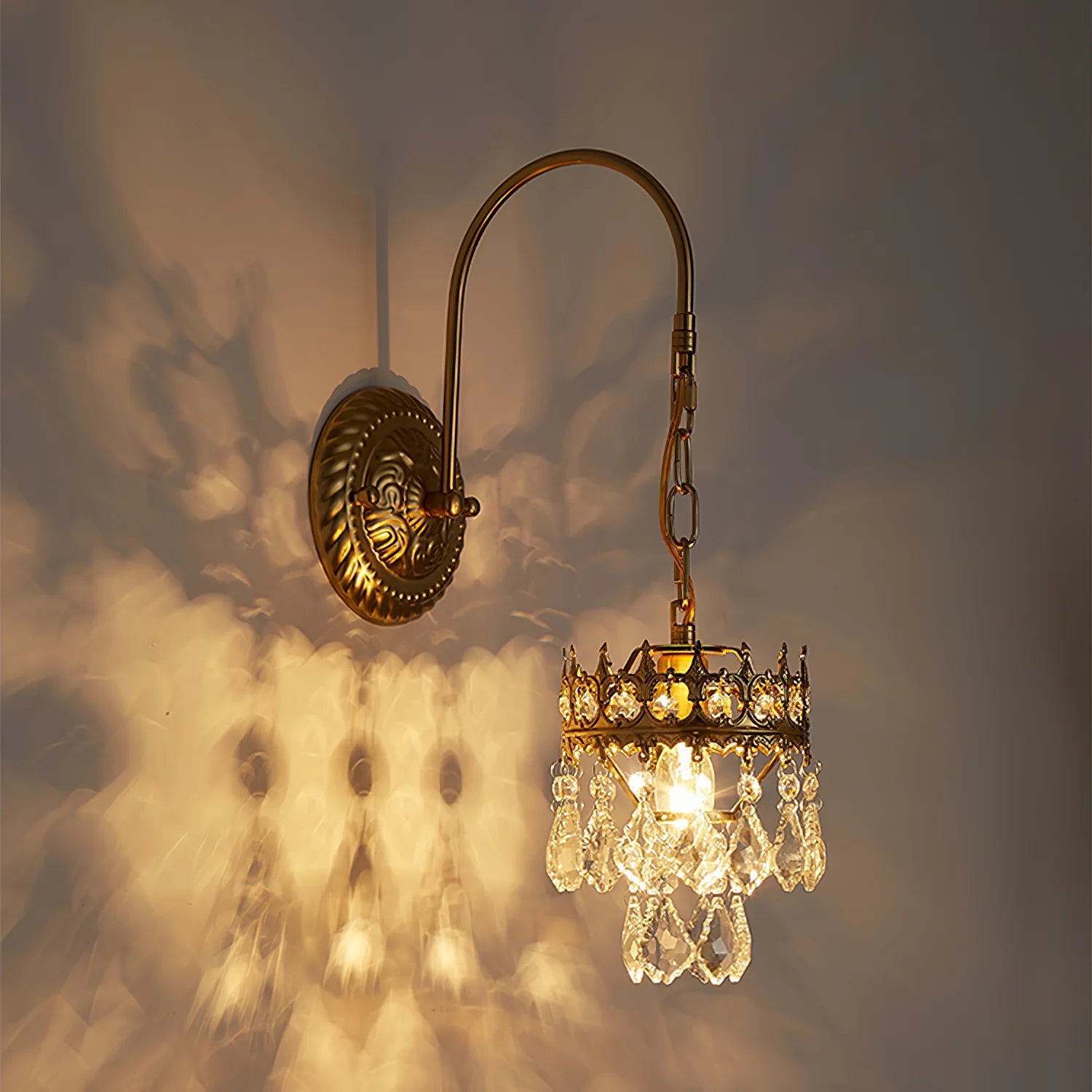 Applique murale vintage en cristal de couronne