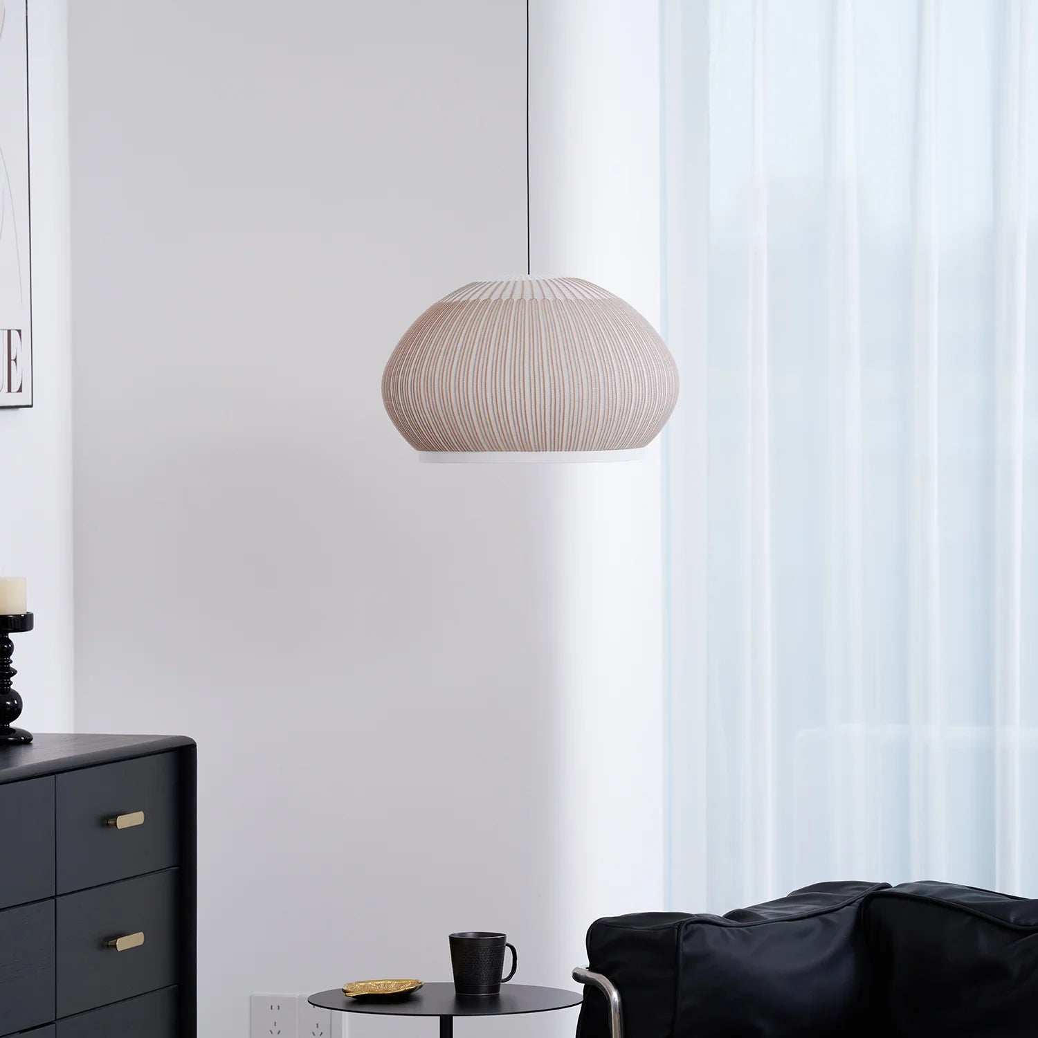 Lampe à suspension ronde rétro en tissu