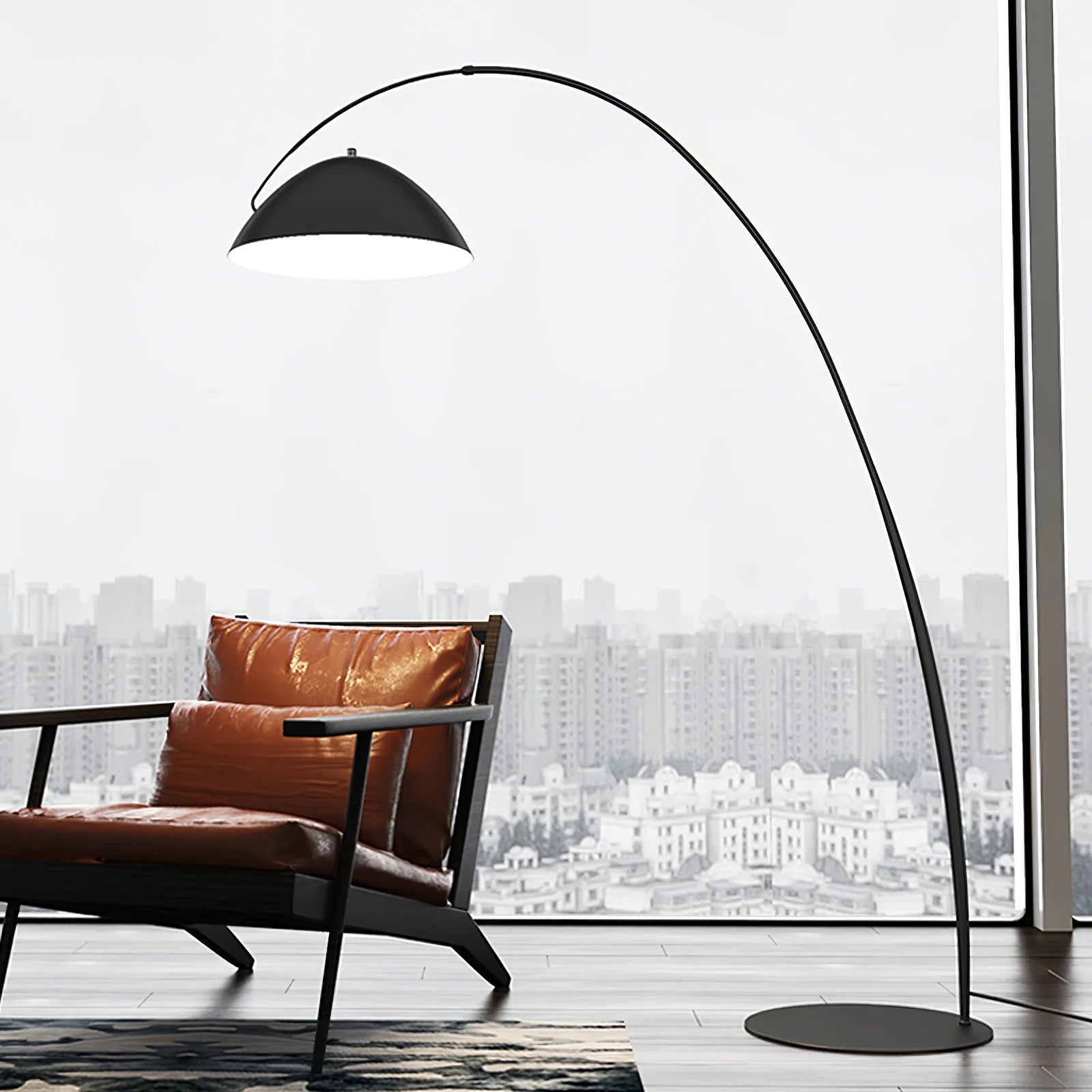 Lampadaire en métal à arc simplifié