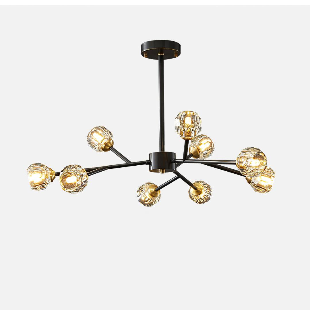 Lampadario a cascata con sfera di vetro