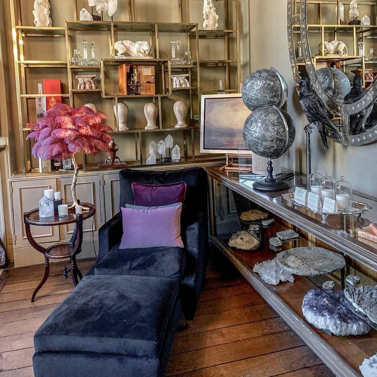 Elegant bordlampe med palmefjer