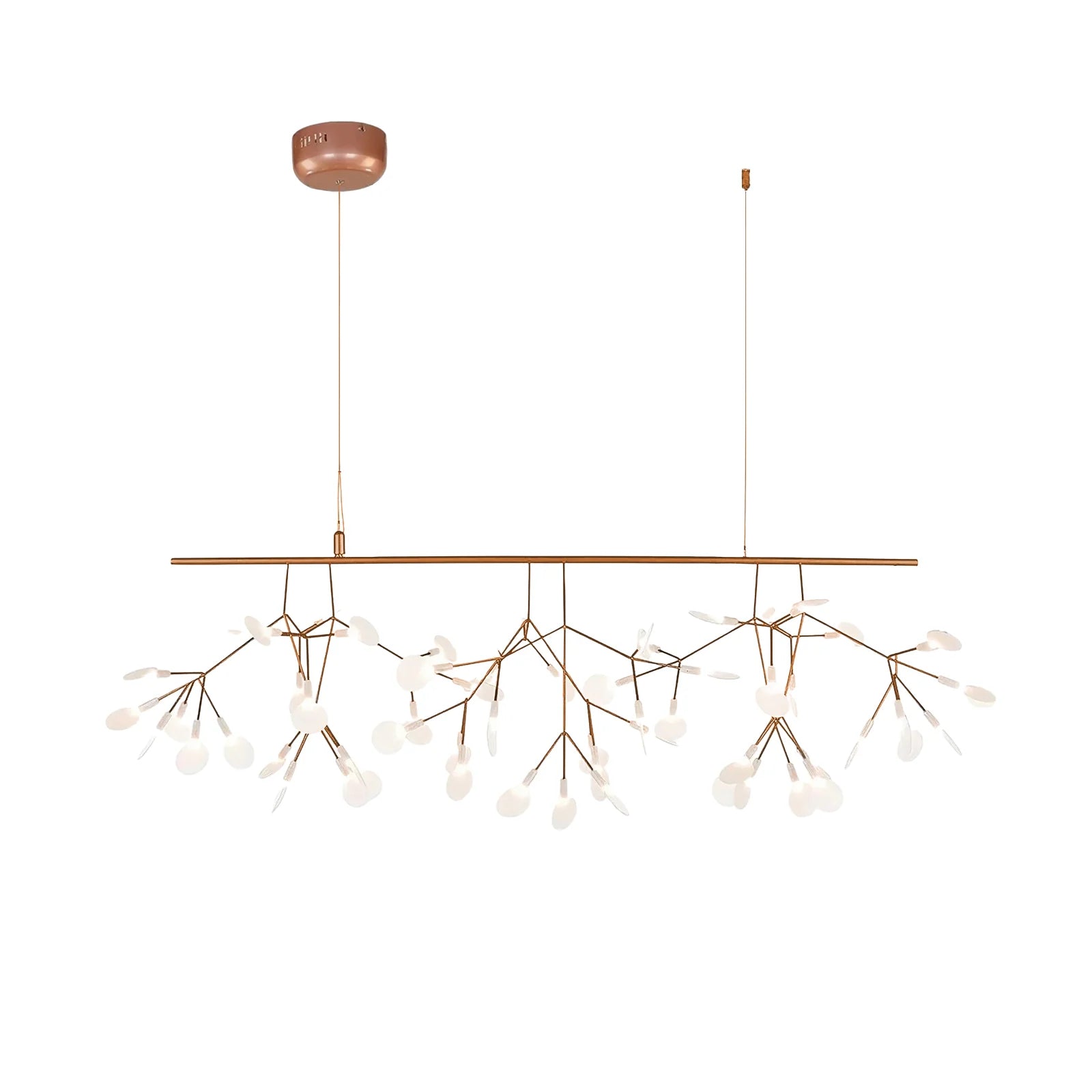 Lampadario luminoso in oro rosa