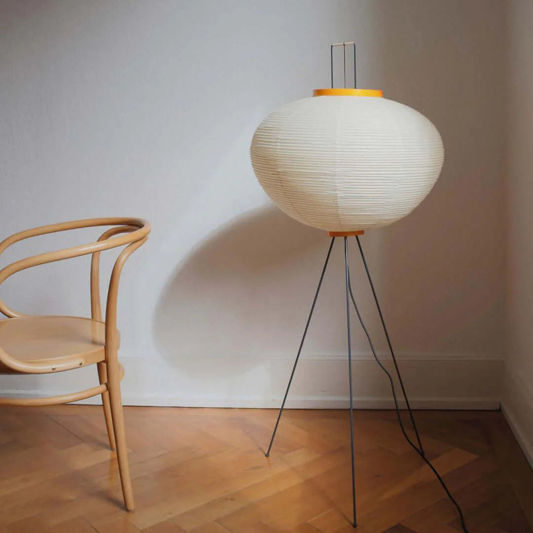 Lampe à abat-jour ronde en papier oriental