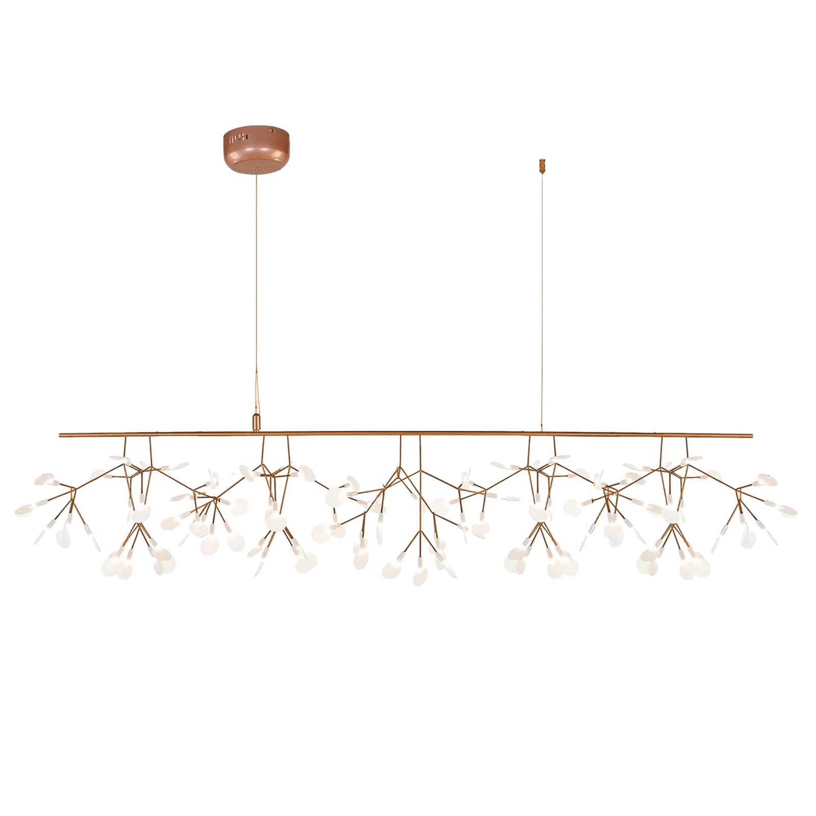 Lampadario luminoso in oro rosa