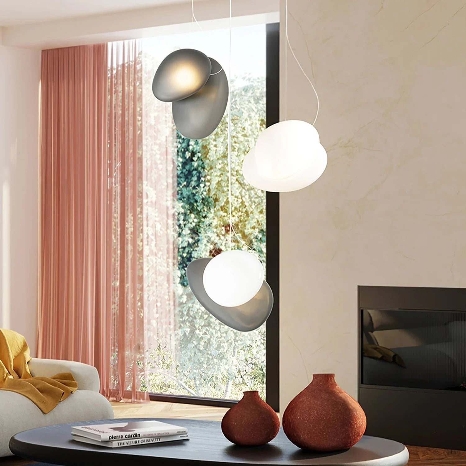 Lampe à suspension ovale en verre élégante