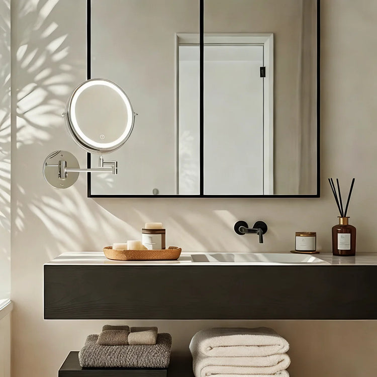 Glarefusion Tre-tonet dæmpende vægmonteret makeup spejl