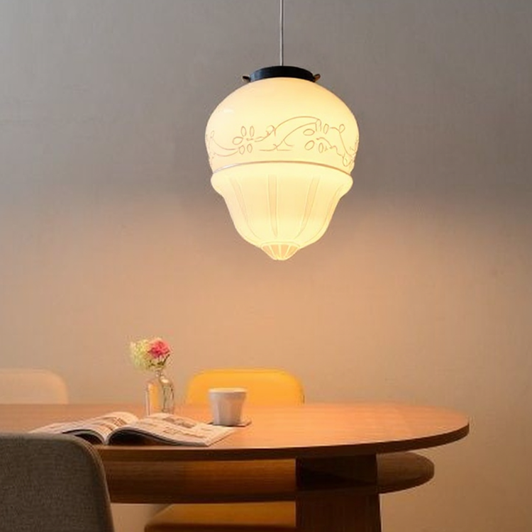 Vintage Frosted Glass Pendant Light