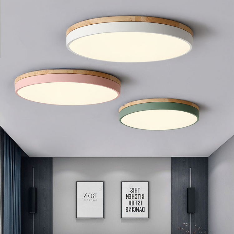 Chic Wood Flush-Mount Ceiling Light