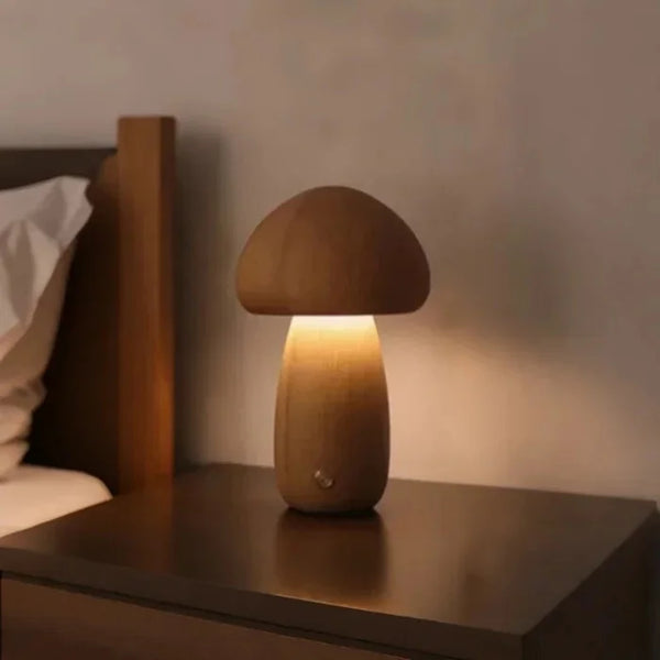 Vintage Wooden Cute Mushroom Night Light