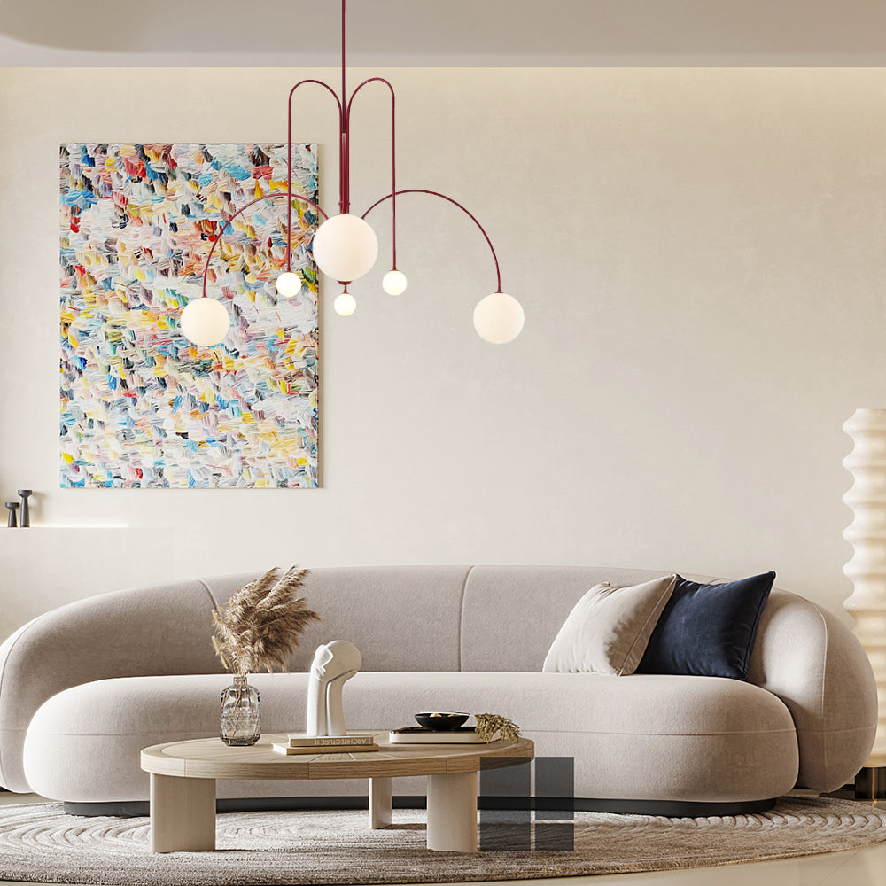 Lampada a sospensione moderna in vetro rotondo bianco