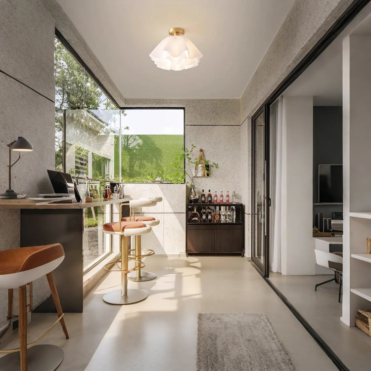 Moderne hvid blomst semi flush-monteret loftslampe