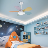 Macaron farverig runde loftsventilator med LED -lys