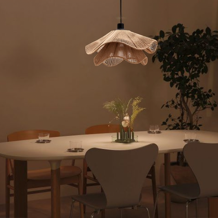 Glarefusion Vintage Straw Hat Petal Chandelier