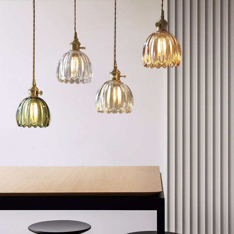 Moderne Retro-Glasblumen-Pendelleuchte