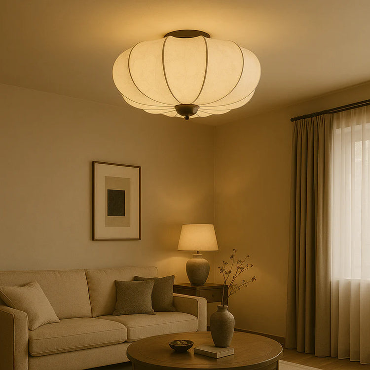 Trendy rund silke loftslampe