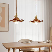 Glarefusion Vintage Glass Hibiscus Flower Pendant Light