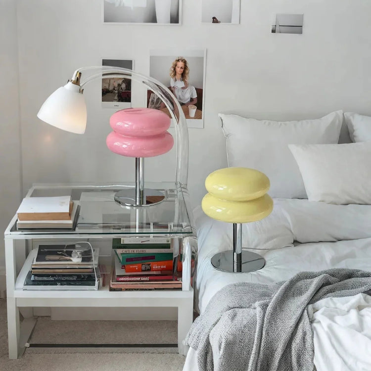 Chic glaskagebordlampe