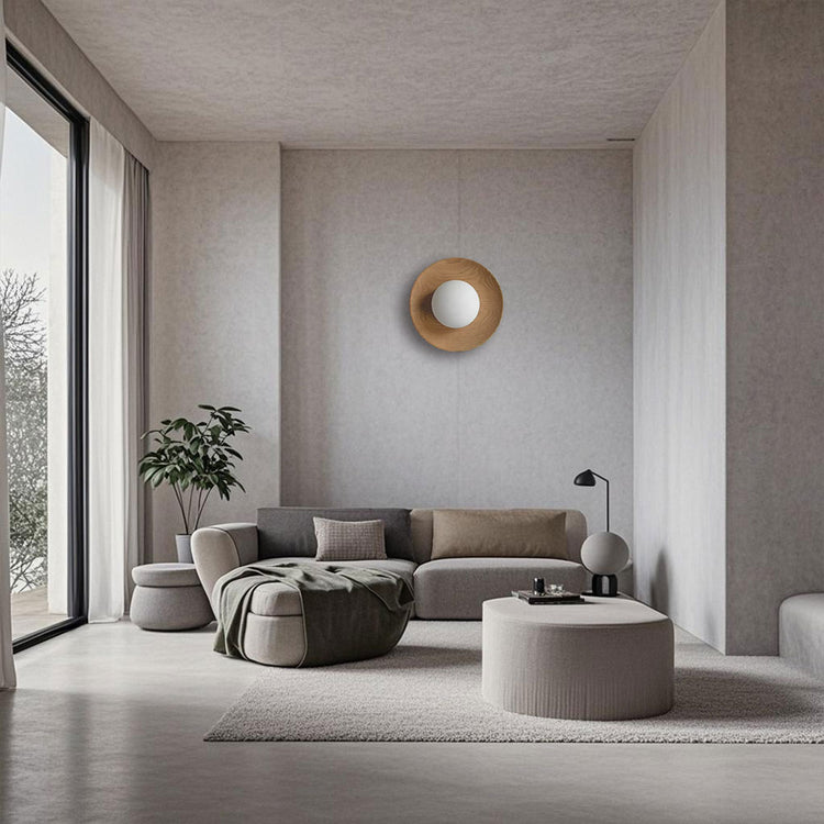 Naturligt enkelt træ væglampe