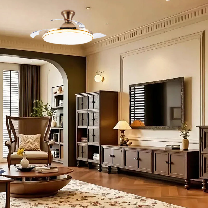 Sleek Flush Mount Ceiling Fan with LED Light