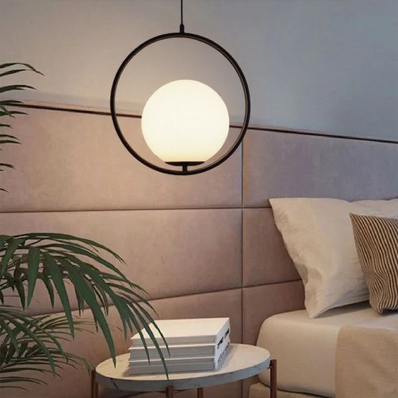 Lampadario moderno a sfera in vetro smerigliato Glarefusion