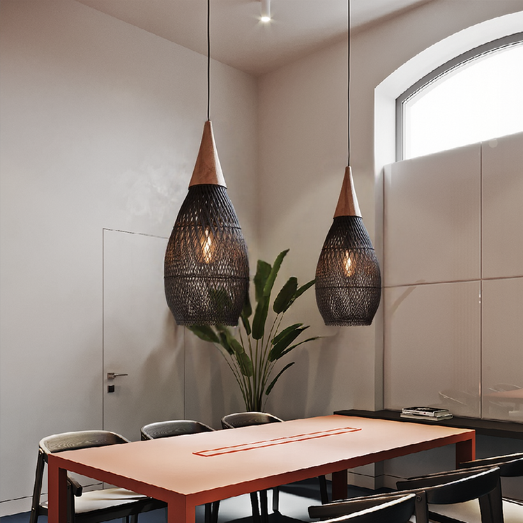 Glarefusion Vintage Rattan Woven Chandelier